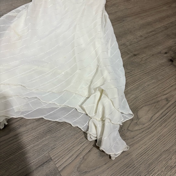 B Darlin Asymmetrical Mermaid Midi Dress Sz 1/2 White Sequin Bridal Fairy - Picture 10 of 14